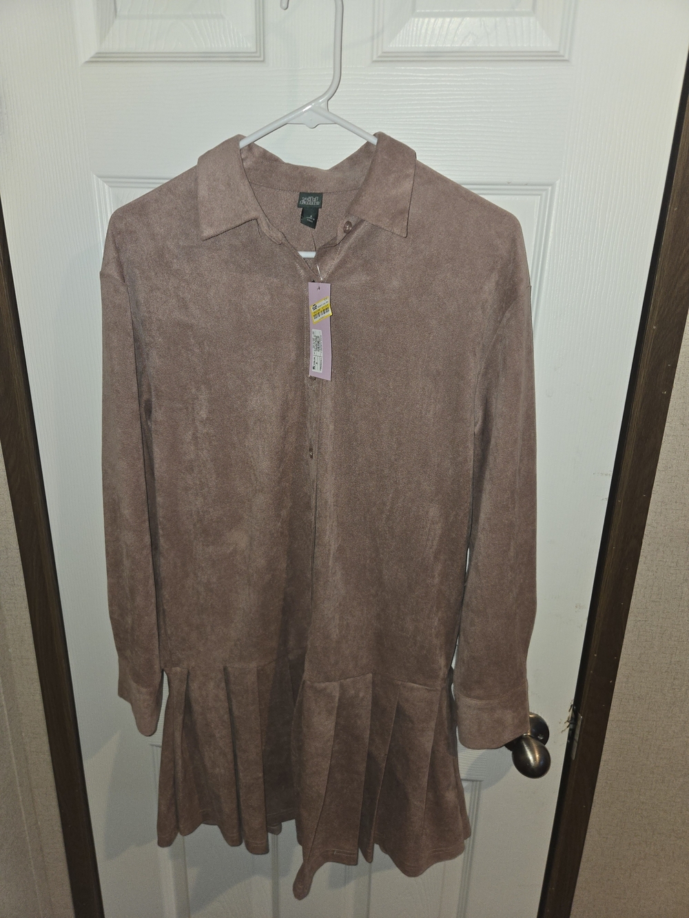 wild fable Taupe Suede-Look Pleated Hem Jacket